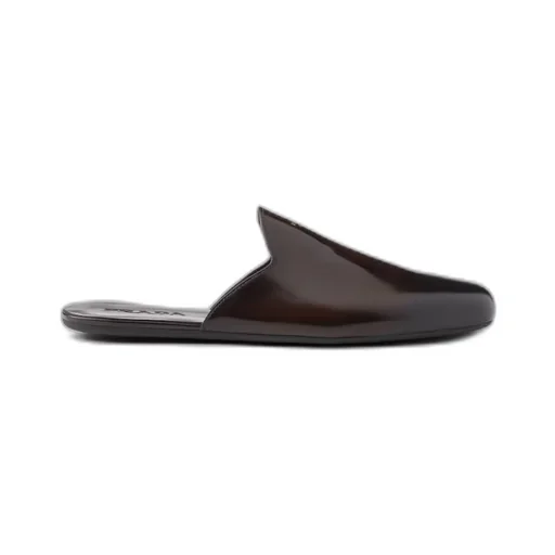 Brushed leather slippers