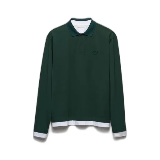 Long-sleeved cotton polo shirt