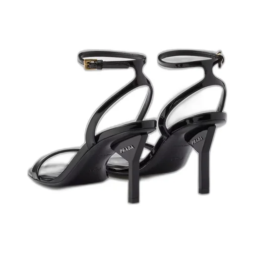 Patent leather high-heeled sandals