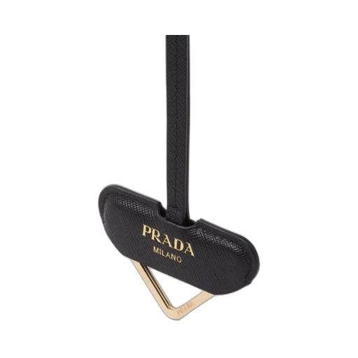 Saffiano leather and metal keychain