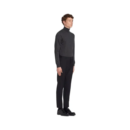 Slim-fit wool trousers