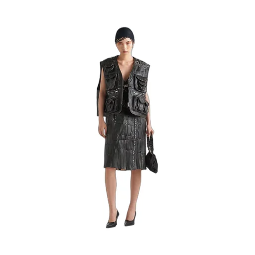 Nappa leather patchwork vest