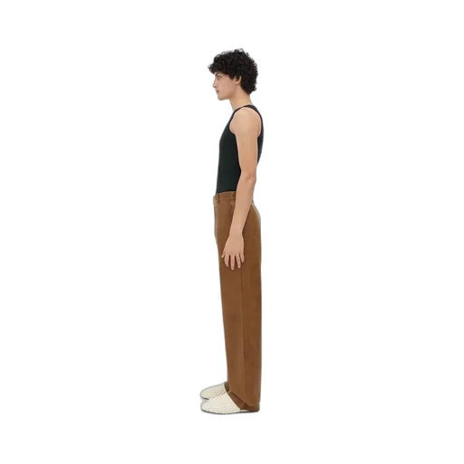 Vintage-Effect Leather Trousers