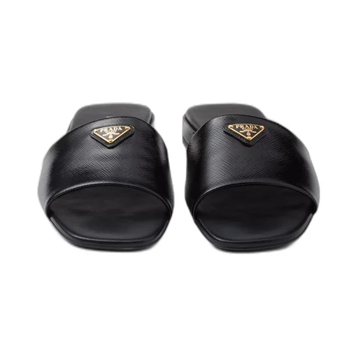 Saffiano patent leather slides