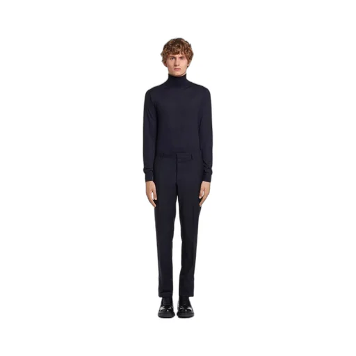 Slim-fit wool trousers