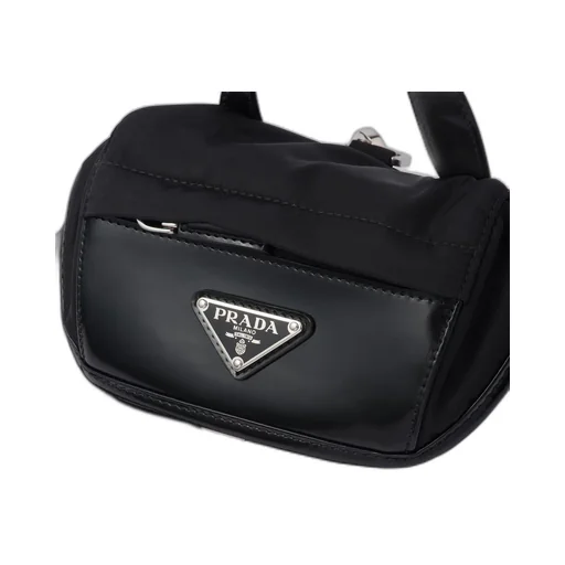 Re-Nylon and brushed leather backpack