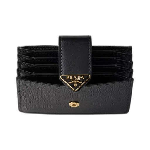 Saffiano and smooth leather card holder