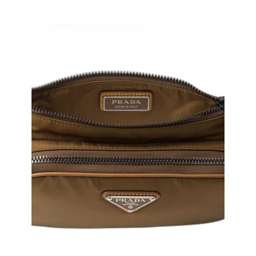 Re-Nylon and leather belt bag