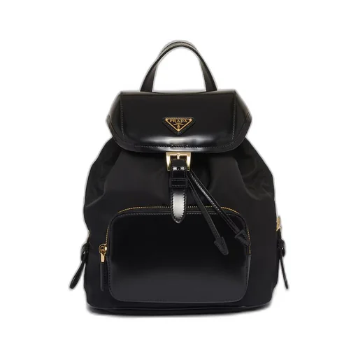 Medium Re-Nylon and brushed leather backpack