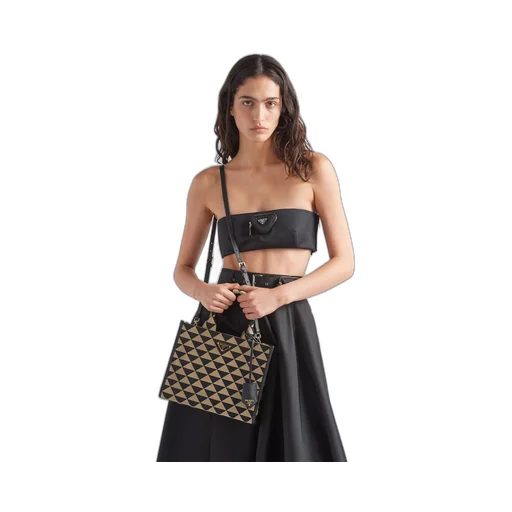Small Prada Symbole embroidered fabric handbag