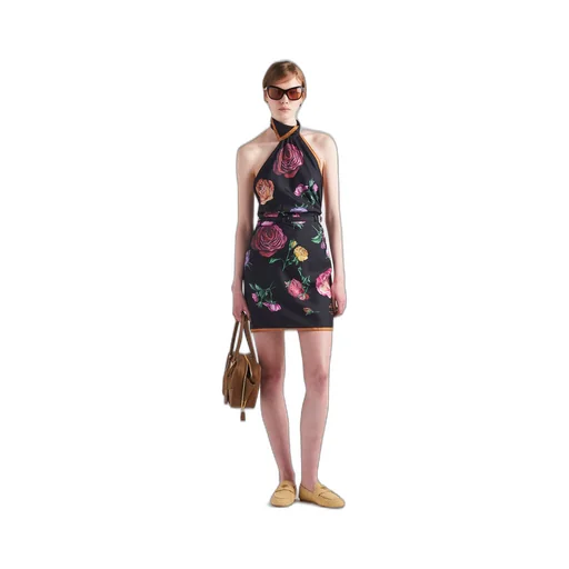 Printed silk twill mini-dress