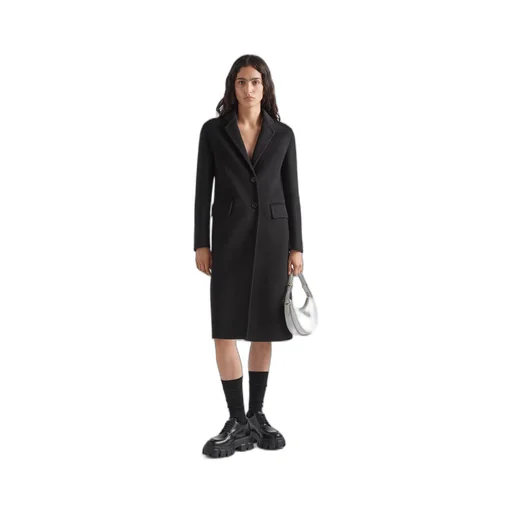 Single-breasted cashgora coat