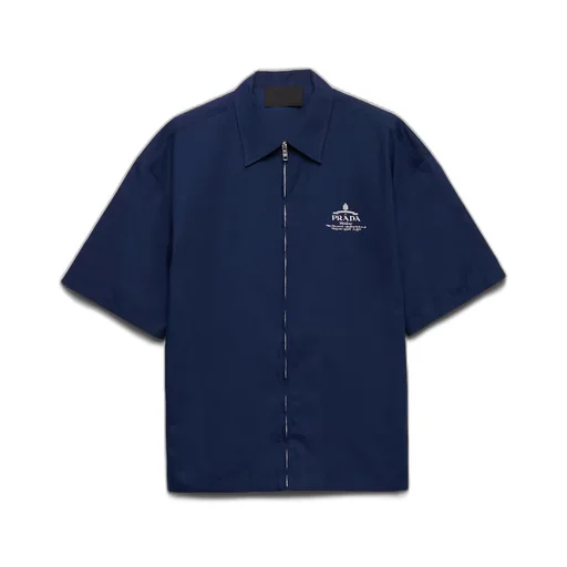 Short-sleeved technical cotton shirt