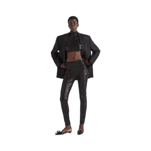 Sequined stretch pants
