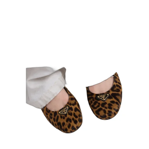 Printed leather ballerinas