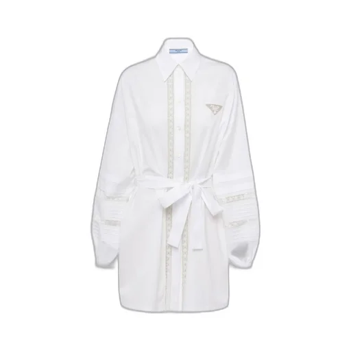 Intarsia poplin dress