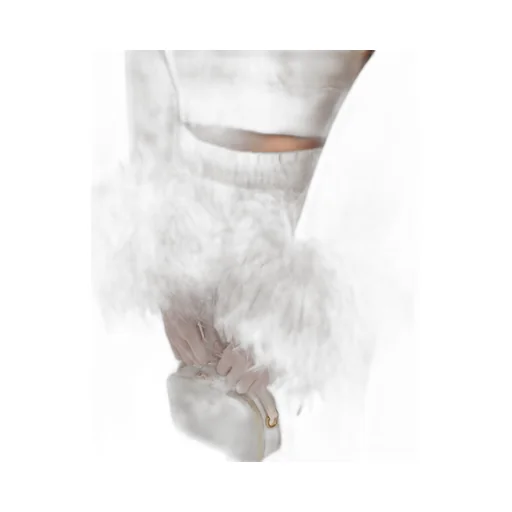 Crew-neck sweatshirt with feather trim