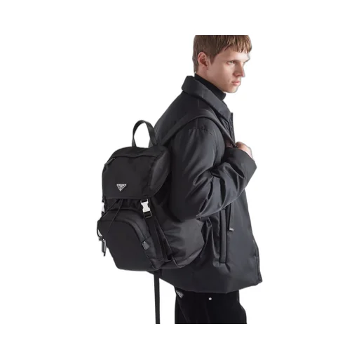 Re-Nylon and Saffiano leather backpack