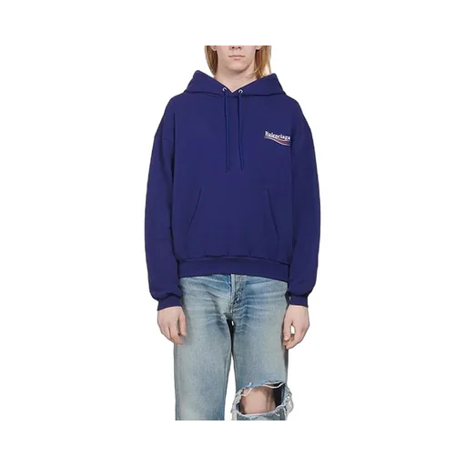 Loose Cotton Hoodie Blue