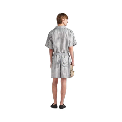 Short-sleeved printed silk shirt