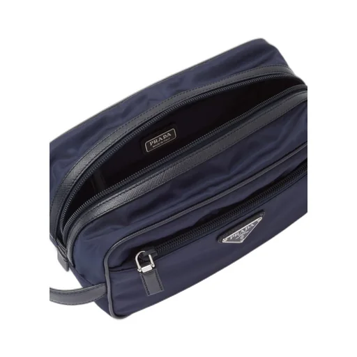 Re-Nylon and Saffiano leather travel pouch