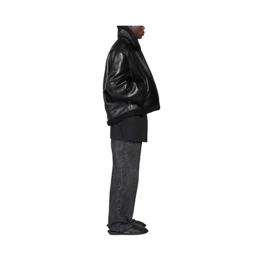 Cocoon Leather Aviator Jacket