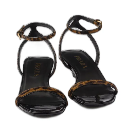 Printed leather sandals