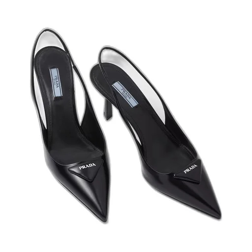 Brushed leather slingback pumps