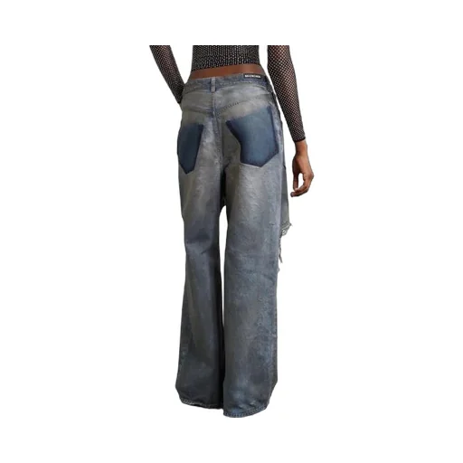 Patched Pockets Baggy Jeans