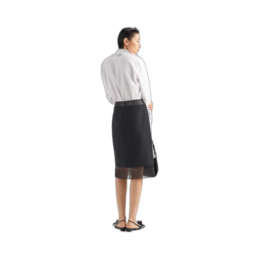 Wool and crinoline midi-skirt