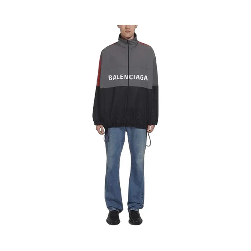 Two-Tone Logo-Print Shell Jacket