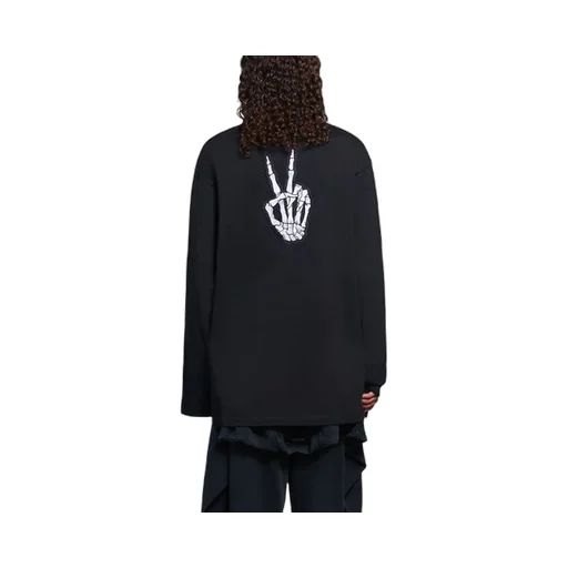 Unisex Printing Round-neck Swea Black