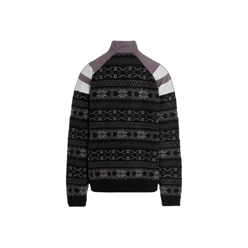 Sporty B Half Zip Track Mix Jacquard Knit Sweater