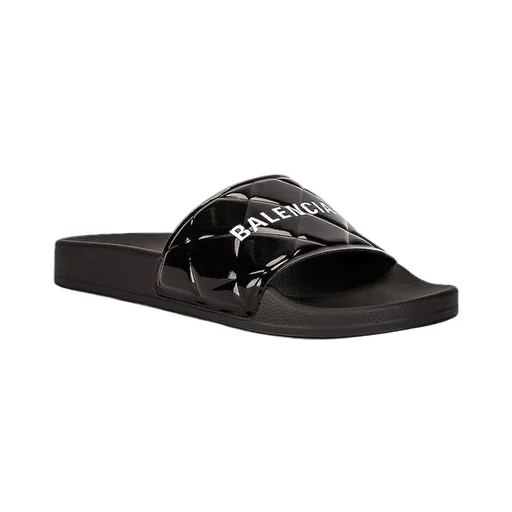 Quilted Logo Rubber Slides Sandals
