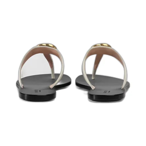 Leather thong sandal with Double G