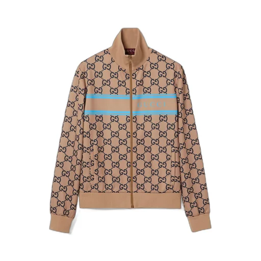 Technical jersey GG print zipped jacket