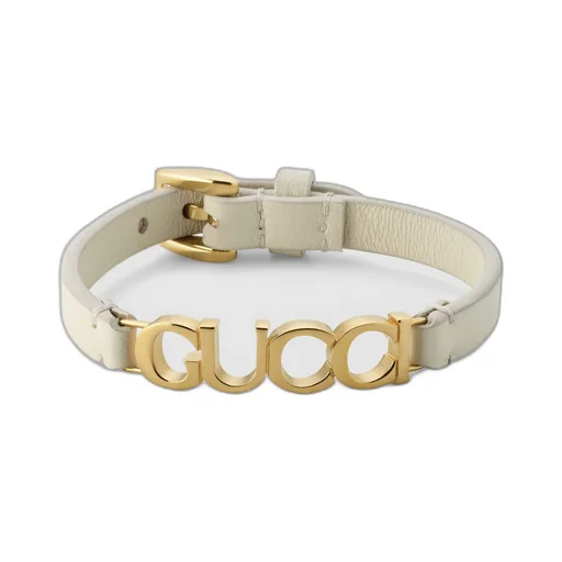 Leather bracelet with Gucci script