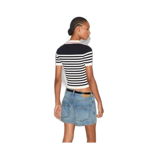 Cotton and viscose rib polo top