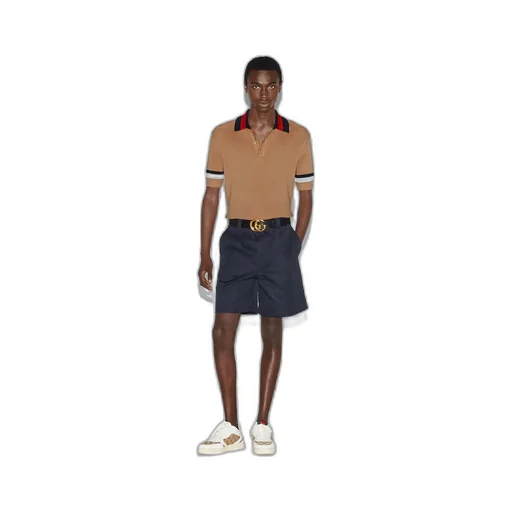 Piquet knit cotton polo shirt