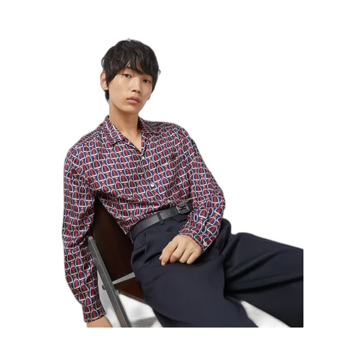 Horsebit print silk shirt