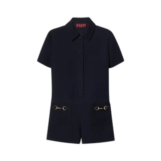 Wool silk jumpsuit with Horsebit