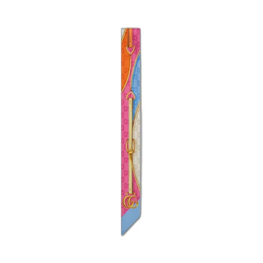 GG belt print silk neck bow