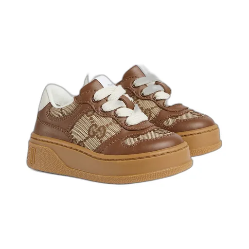 Toddler leather platform trainer