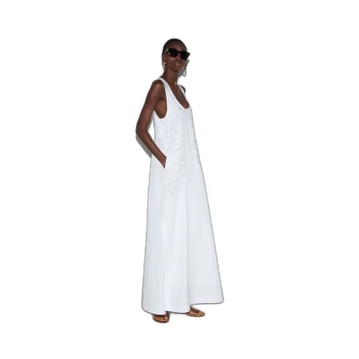 Cotton poplin dress with embroidery