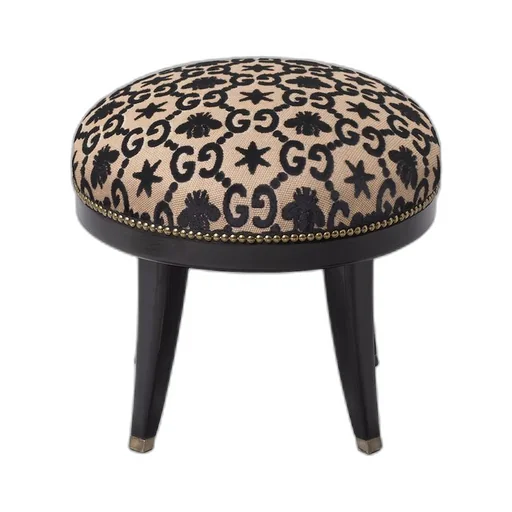 GG bee and star jacquard round stool