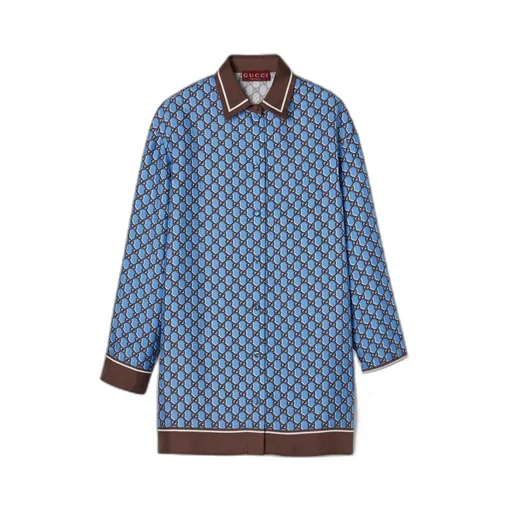 GG print silk shirt with optical effect