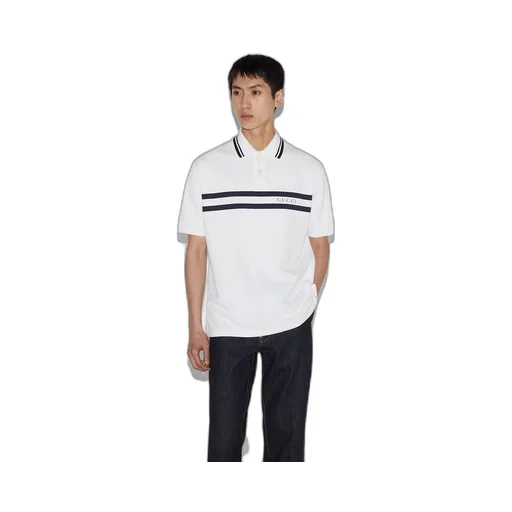 Cotton polo shirt with Gucci print