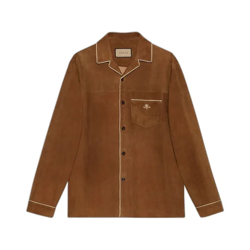 Suede shirt with embroidery