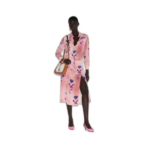 Floral print crêpe de chine skirt