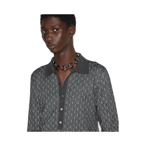 GG wool and silk polo top